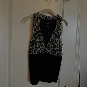 INC International Concepts Animal Print and Black Tank Top
